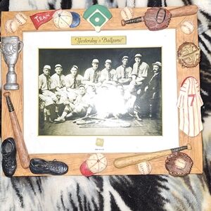 Vintage Sports Picture Frame with Baseball Accents